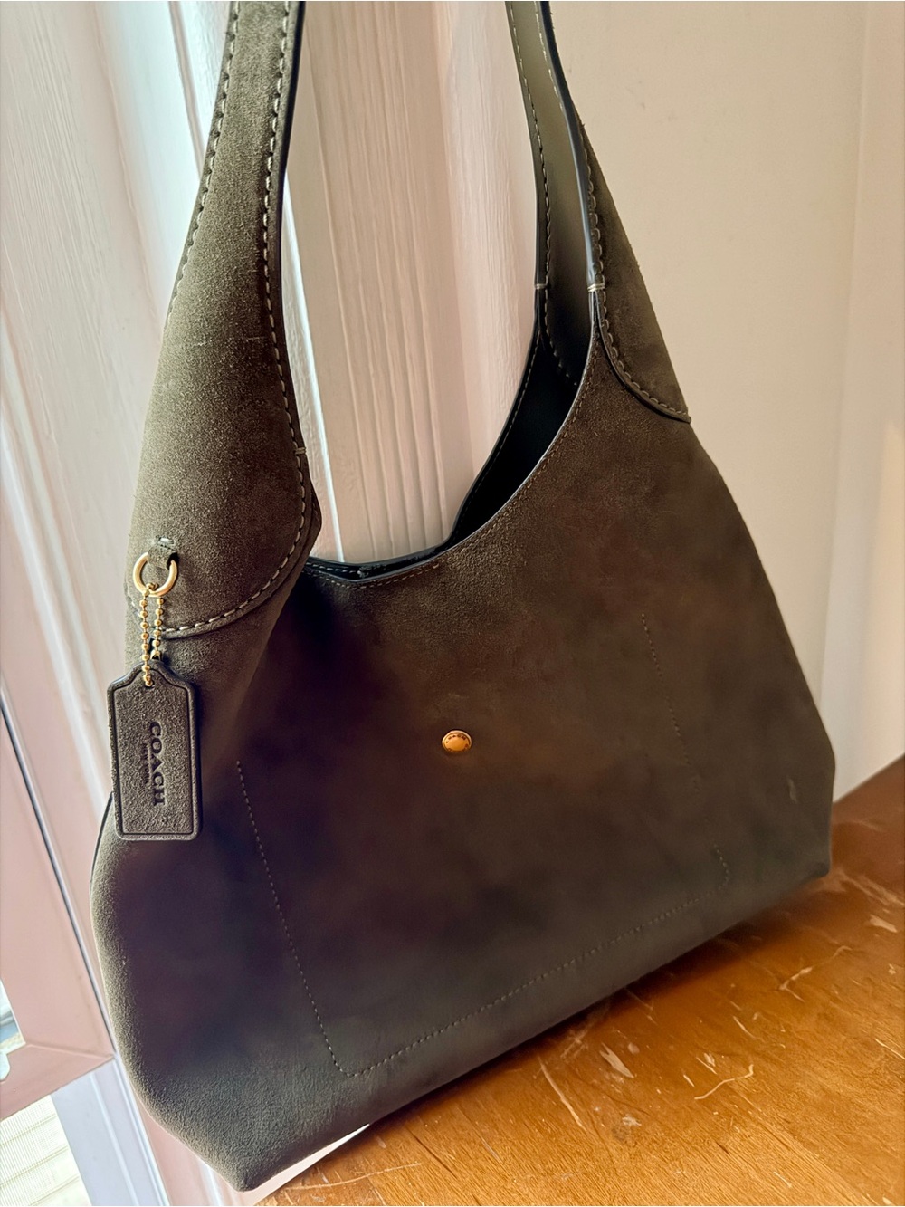 Coach Brooklyn 28 in Olive Suede